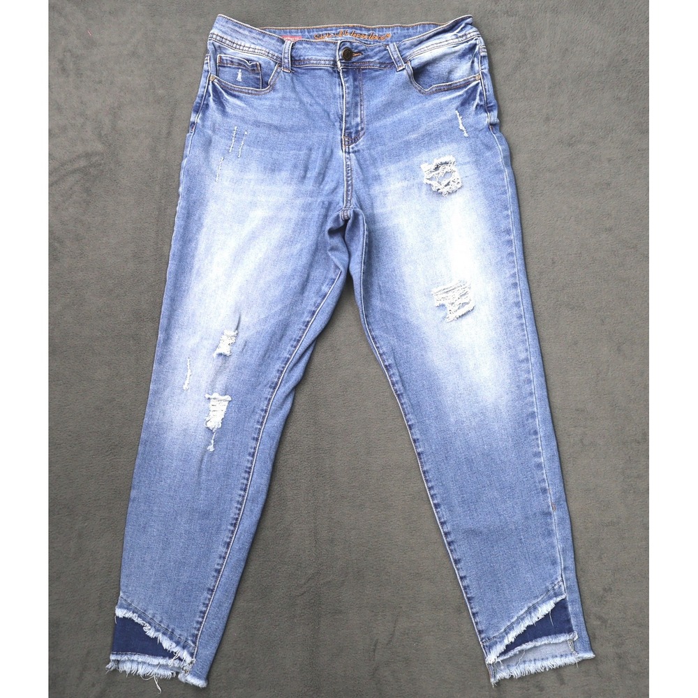 State of Independence Skinny Jeans Womens 13 Blue Excellent Distressed Step Hem